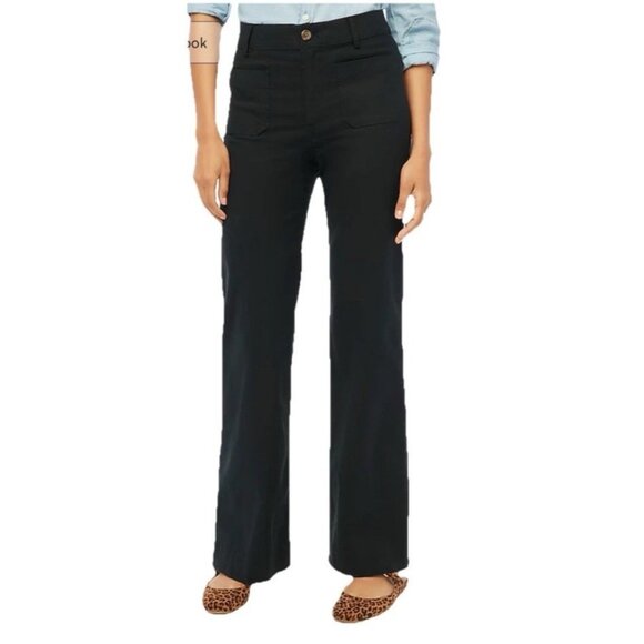 J.Crew Factory $118.00 Wide Leg Patch Pocket Pants Black Size 32P - Picture 1 of 12